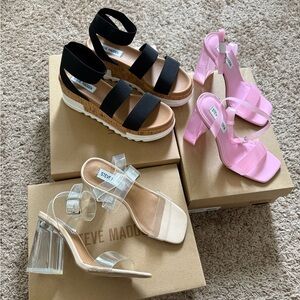Steve Madden Black, Pink, and Cream Sandals Collection